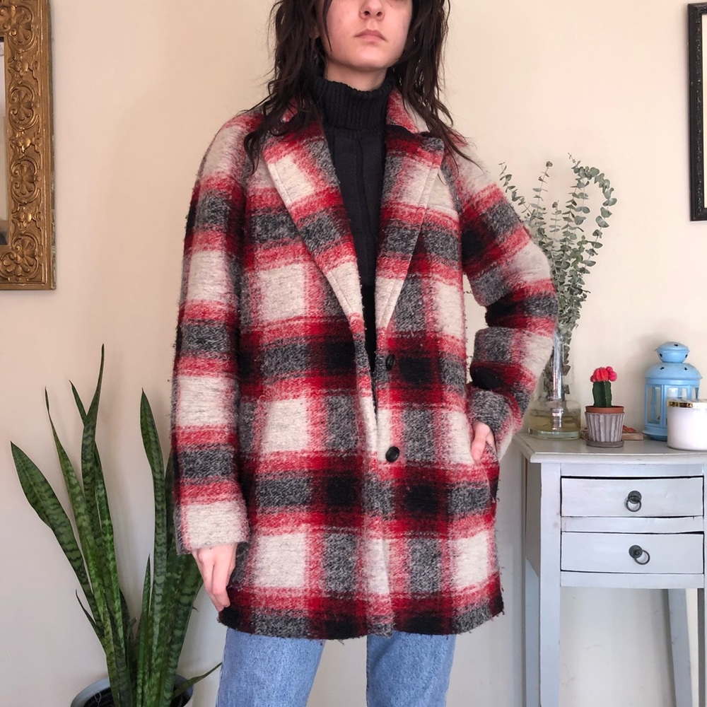 Madewell plaid peacoat